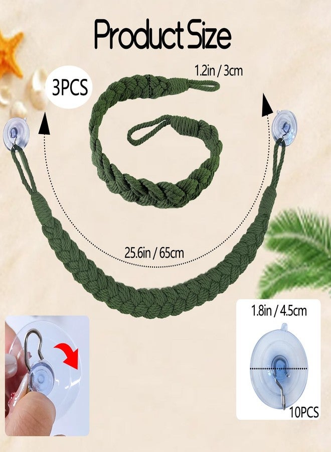 kathson 3pcs Hermit Crab Climbing Toys, Hermit Crab Climbing Rope Ladder with 10 Hook Suction Cup Reptile Tank Terrarium Accessories for Lizards Snakes Geckos (Green) - Image 2